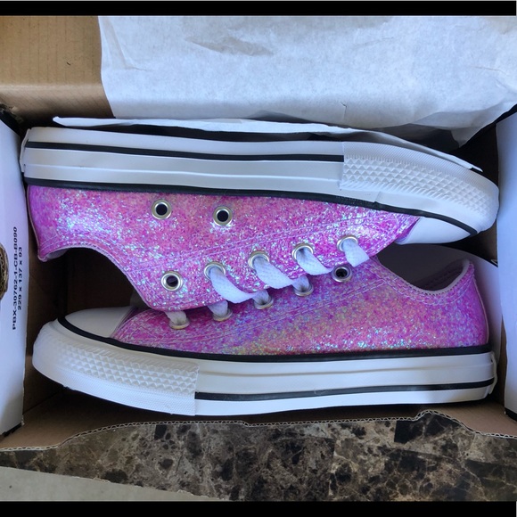 NEW Converse Little Girls All Star Glitter sneaker - Picture 8 of 16